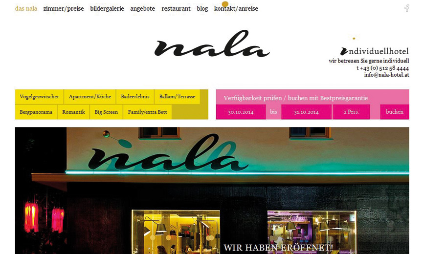 Telefonansagen für das Hotel Nala in Innsbruck